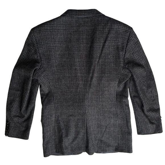 Woolrich Wool Houndstooth Plaid Two Button Grey Black Blazer 43 L - Picture 2 of 8